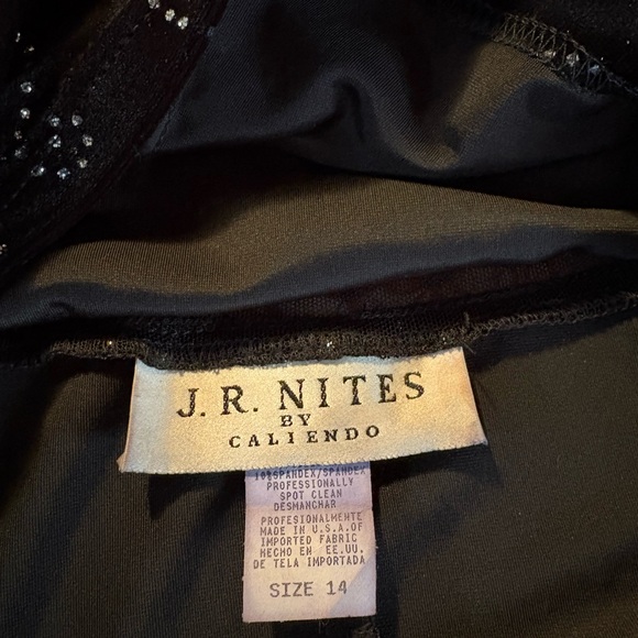 J.R. Nites by Caliendo Velvet Rhinestone Sheer Top Size 14 - Picture 3 of 6